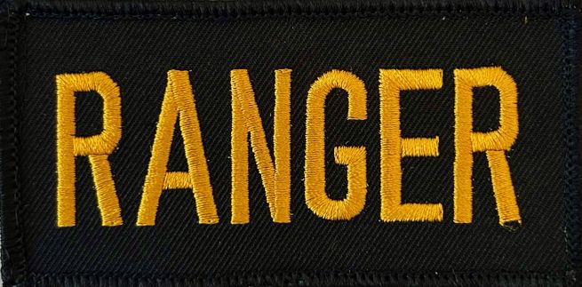 RANGER ID PATCH, DARK GOLD ON BLACK - 4"W x 2"H - VELCRO.